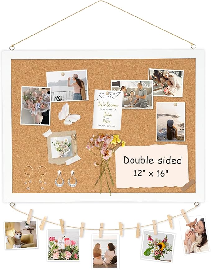 Double-Sided Cork Board for Wall, Picture Display Vision Board Corkboards for by AMUSIGHT