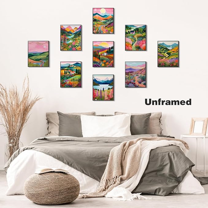 Plant Floral Landscape Wall Art Set of 9, Colorful Abstract Nature Landscape - Image 9