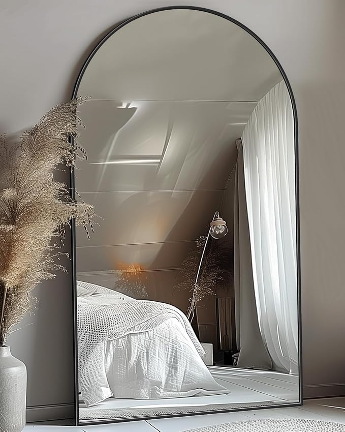 Antok 76" x44” Arched Full Length Floor Mirror, Free Standing/Wall Mount/Leaning - Image 3