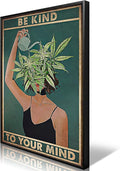 Framed Art Vintage Be Kind To Your Mind Poster Mental Health Quote Canvas Wall by Unknown