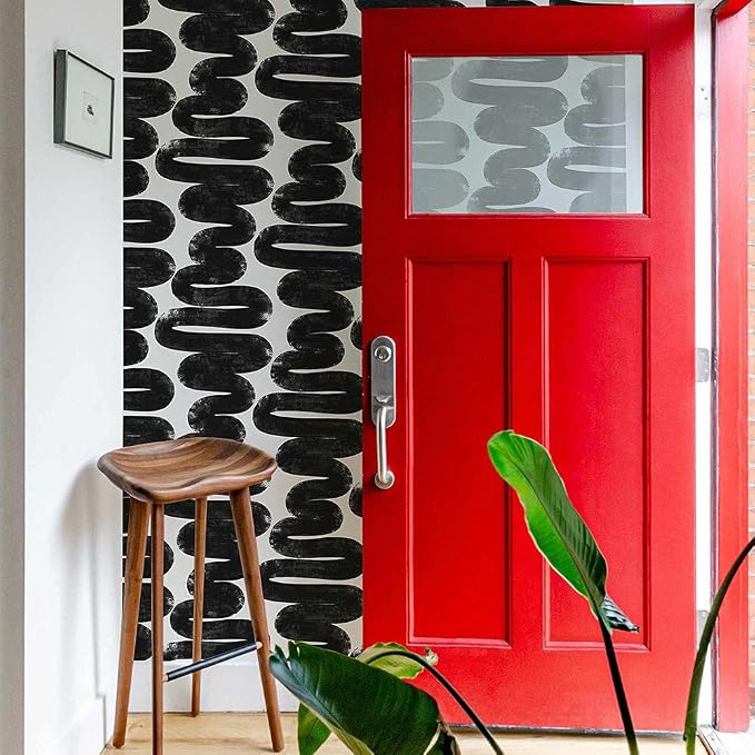 Tempaper x Bobby Berk White & Black Wiggle Room Removable Peel and Stick - Image 4