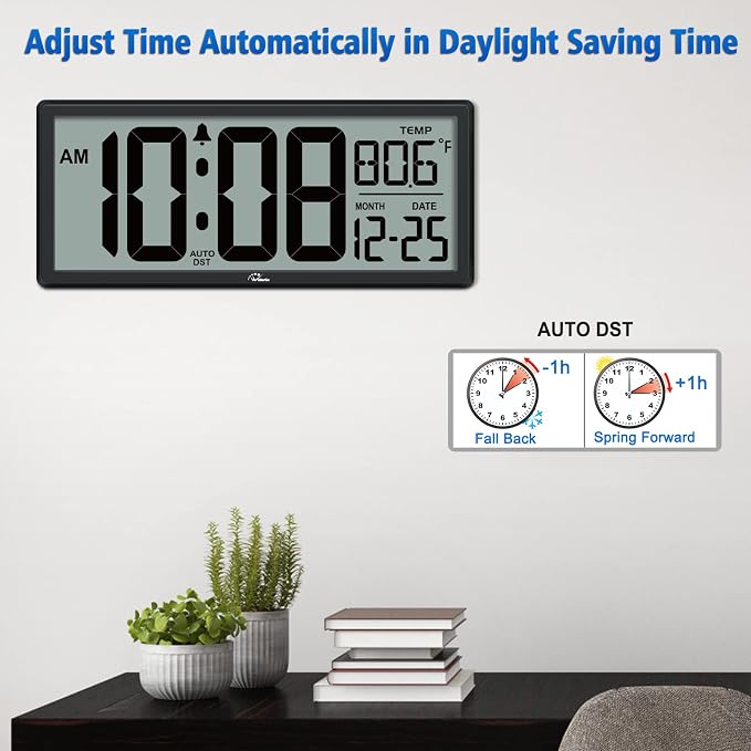 WallarGe 14.5'' Large Digital Wall Clock Battery Operated - Image 6