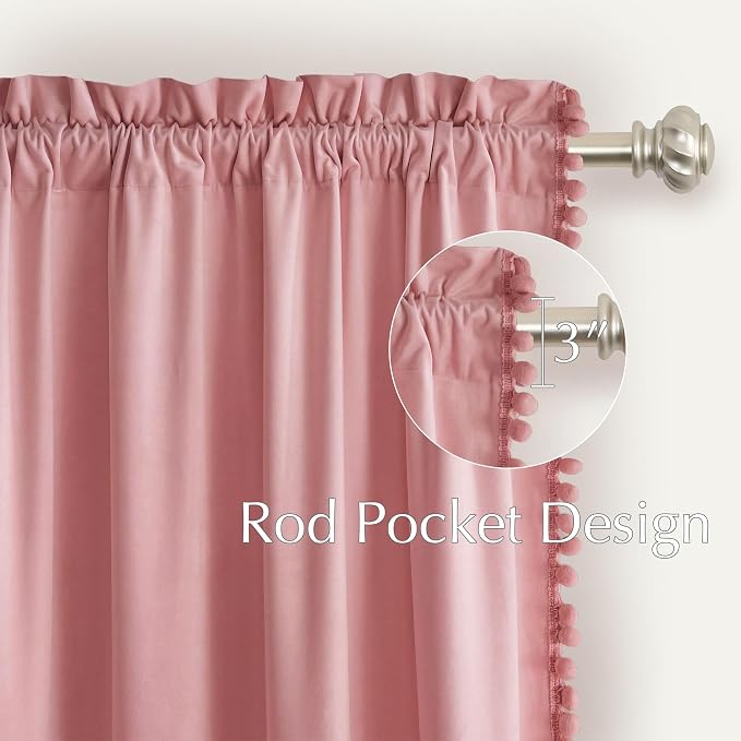 NICETOWN Blush Pink Short Velvet Curtains - Image 6