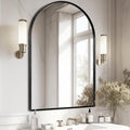 28" x 36" Black Arched Mirror, Large Arch Bathroom Wall Mirror, Metal Frame by Minuover