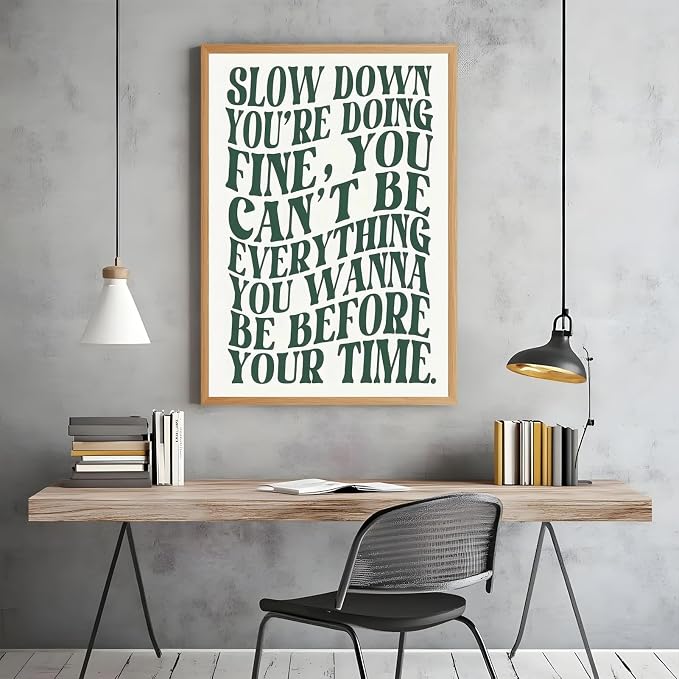 Green Wall Art Pop Music Vienna Lyrics Poster Slow Down Youre Doing Fine Canvas - Image 5