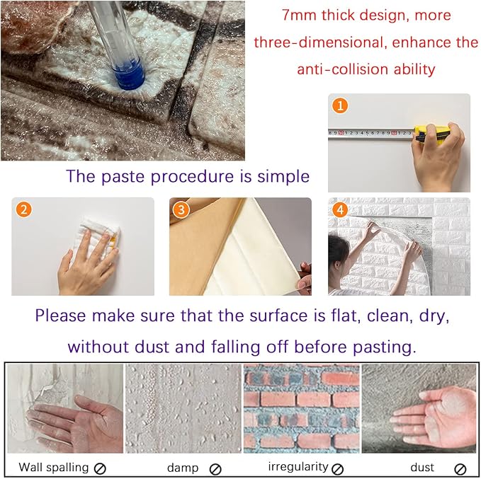 Yutianli 7mm Thick Anti-Collision Wall Panels, 3D Peel and Stick, Waterproof - Image 6