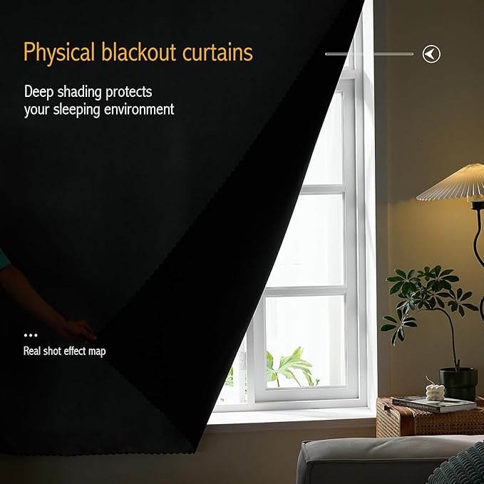 AJAZZ 100% Blackout Shades Window Cover Self Adhesive Curtains Sticky Curtain - Image 4