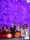 suddus Purple Curtain Lights for Halloween, 200 LED Hanging String Lights by SUDDUS