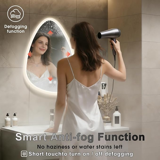 16x24 LED Bathroom Mirror with Lights Irregular, Lighted Bathroom Vanity Mirror - Image 4