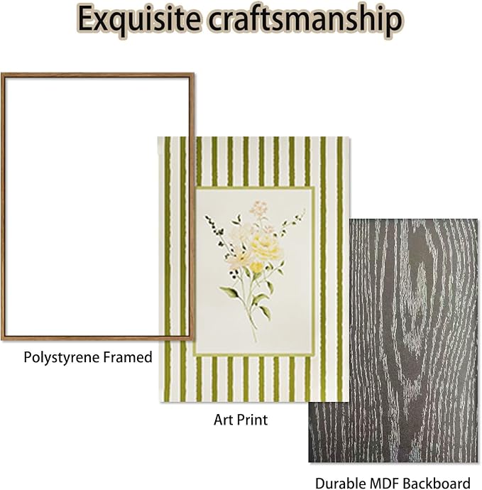 KISSFOX 3 Piece Floral Framed Wall Art Wildflower Canvas Wall Art Flower - Image 5