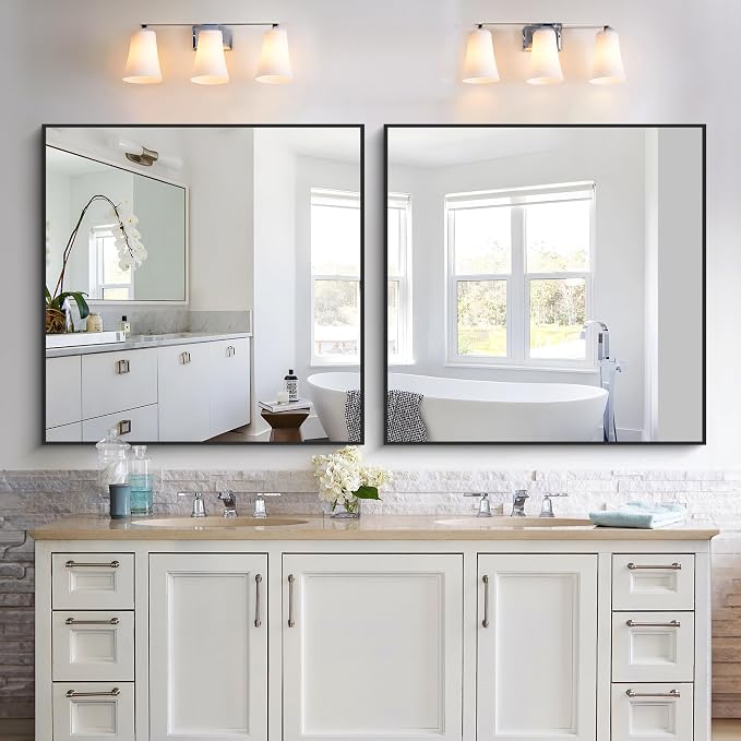 KOCUUY Black Bathroom Mirror, 36x36 Inch Square Mirror - Image 5