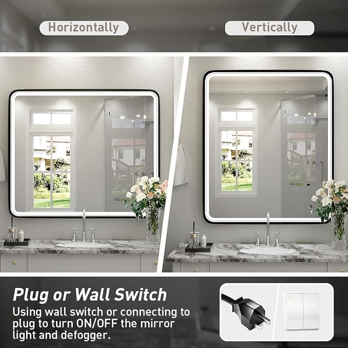 30X36 Inch LED Mirror for Bathroom, Large Wall Mounted Makeup Mirror, Dimmable - Image 8