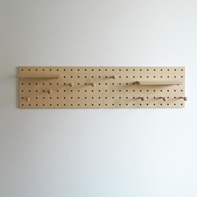 Wooden Pegboard Modular Display Organization Storage Wall Hooks Shelf - Image 3