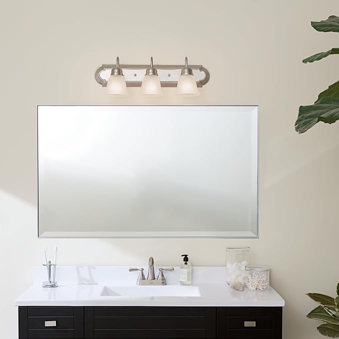 Kichler 24" 3-Light Vanity Bath Light in Brushed Nickel, Modern Bathroom Light - Image 8