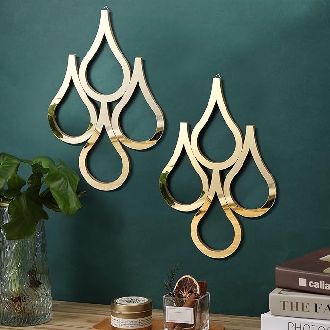 Weysat 2 Pieces Teardrop Wall Mirror Hanging Wall Mounted Decorative Accent by Weysat