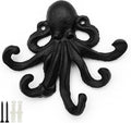 Octopus Cast Iron Wall Hook – Nautical Decorative Key Holder, Coastal Ocean by HERNGEE