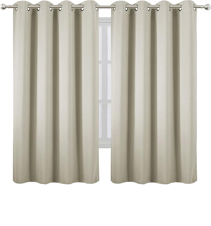 LEMOMO Light Beige Thermal Blackout Curtains/52 x 63 Inch/Set of 2 Panels Room - Image 2