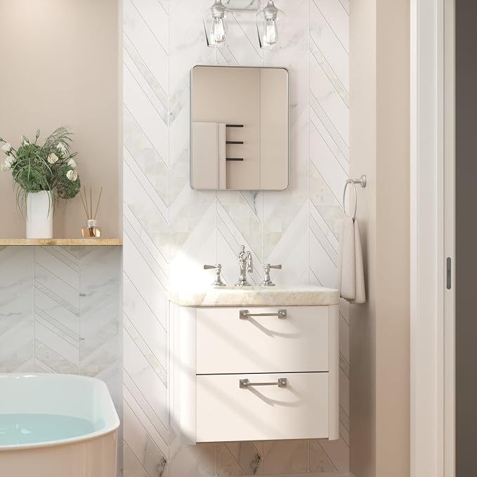 Keonjinn 16 x 20 Inch Brushed Nickel Bathroom Mirrors - Image 2