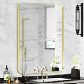 Wall Mount Mirror for Bathroom, Brushed Gold Metal Framed Rounded Corner by Minuover