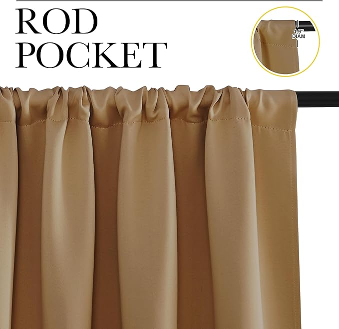 NICETOWN Window Curtains Blackout Drapes, 1 Pair, 52 by 72-Inch, Thermal - Image 2
