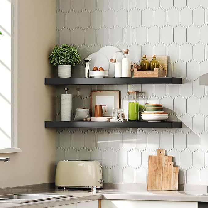 HOOBRO Floating Shelves for Wall, Wall Mounted Shelf Set of 2, 31.5" Hanging - Image 4