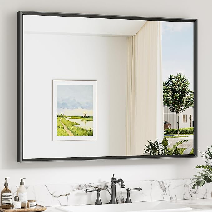 Keonjinn 40 x 30 Inch Black Bathroom Mirrors by Keonjinn