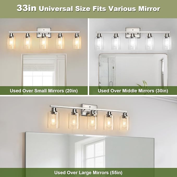 Unicozin Modern Bathroom Light Fixtures, 5 Light Vanity Lights Over Mirror - Image 7