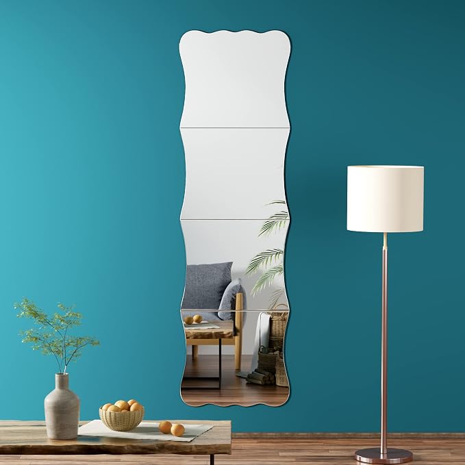 Wavy Shatterproof Full Length Wall Mirror Tiles, Unbreakable Acrylic Safety - Image 4