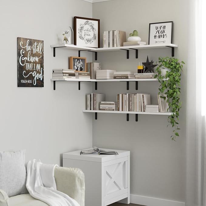 DOLLFIO Floating Shelves, 8 Sets Wall Shelves, Wooden Floating Shelves - Image 6