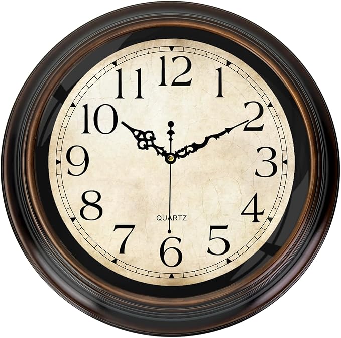 Vintage Wall Clock 16 Inch Quartz Silent Non-Ticking Analog Clock Battery by Comfytune