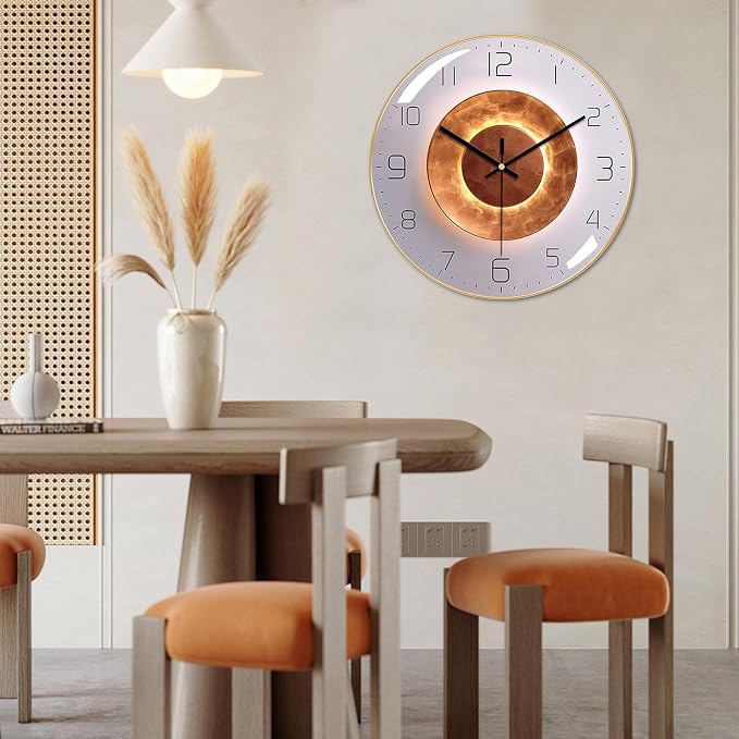 Ergocar Silent Metal Art Deco Clock, Non-Ticking - Image 2