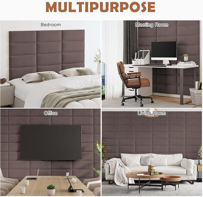 IFNOW Wall Mounted Upholstered Headboard Full, 3D Peel and Stick Soundproof - Image 7