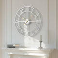 Cuspin 24 Inch Large Silver Wall Clock, Battery Operated Silent Non Ticking by Cuspin