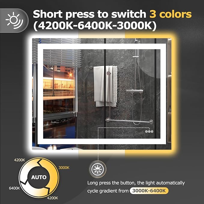 Hivone 40X32 LED Bathroom Mirror - Image 4