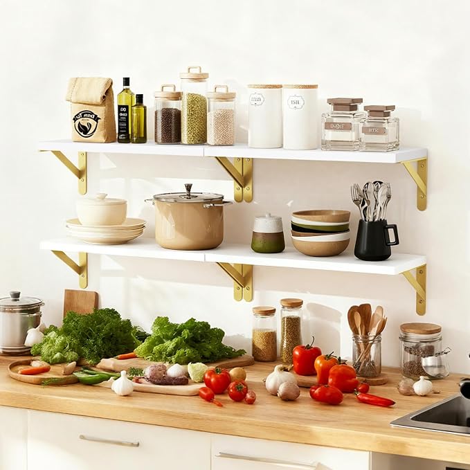 Fixwal White Shelves, Wood Wall Floating Mounted Shelves - Image 7