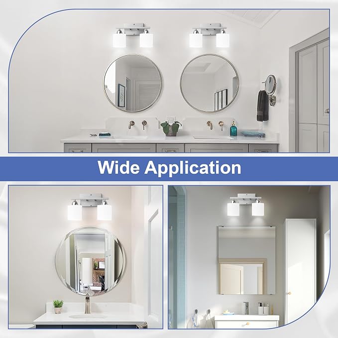 Bathroom Lighting Fixtures Over Mirror Brushed Nickel, Anti-Rust 2-Light - Image 3