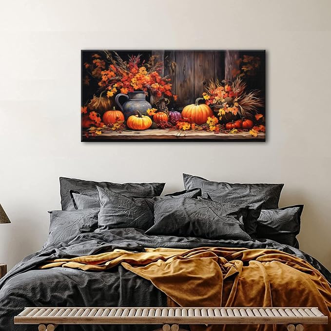 Orange Pumpkin Canvas Wall Art Kitchen Wall Decor Farmhouse Dining Room - Image 2
