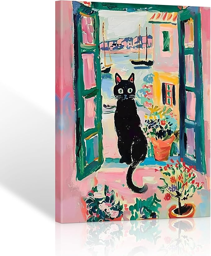 ALMLZL Henri Matisse Prints Open Window Black Cat Wall Art Modern Artwork Still by ALMLZL