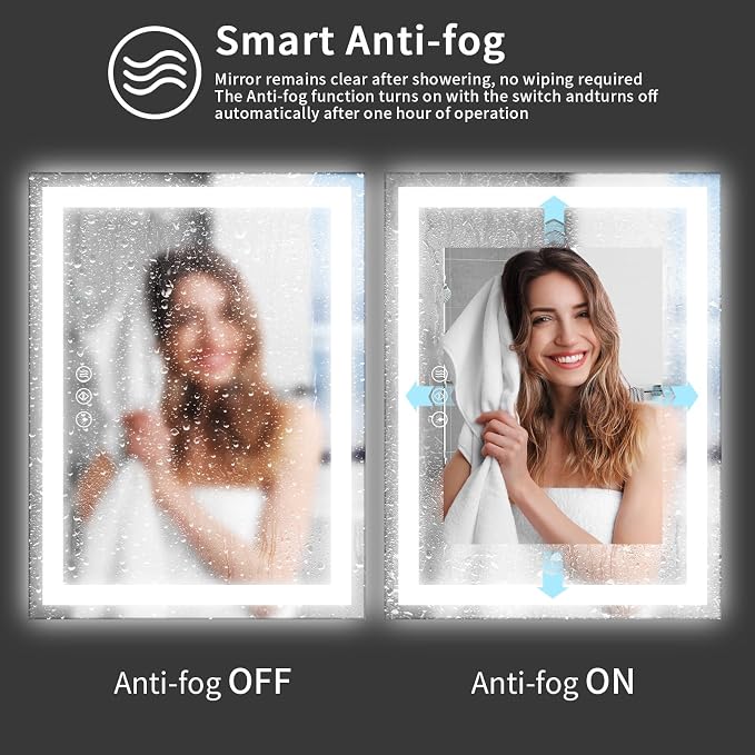Koonmi 60"x36" LED Mirror for Bathroom, 90CRI Anti-Fog Vanity Mirror - Image 3
