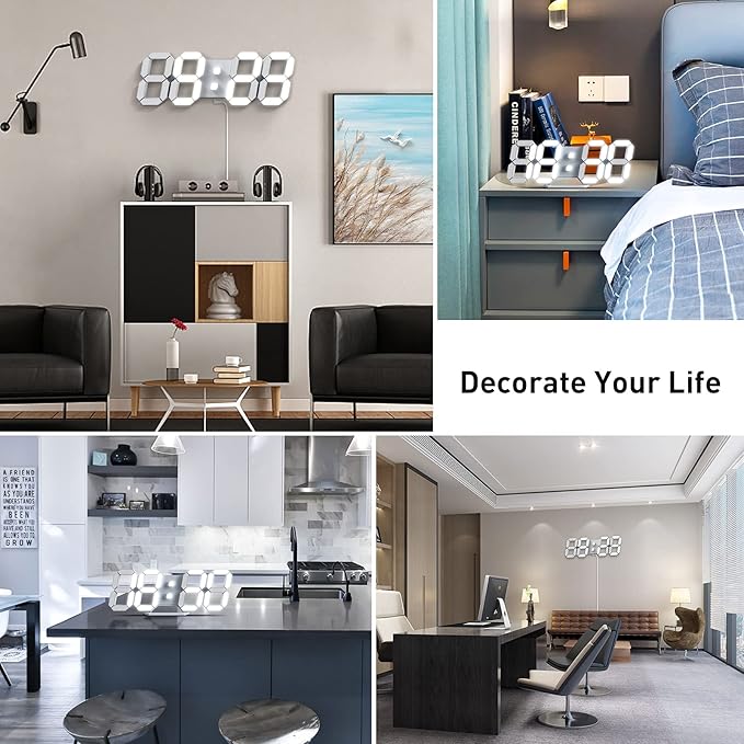 3D LED Digital Wall Clock/Desk Alarm Clock - Image 6