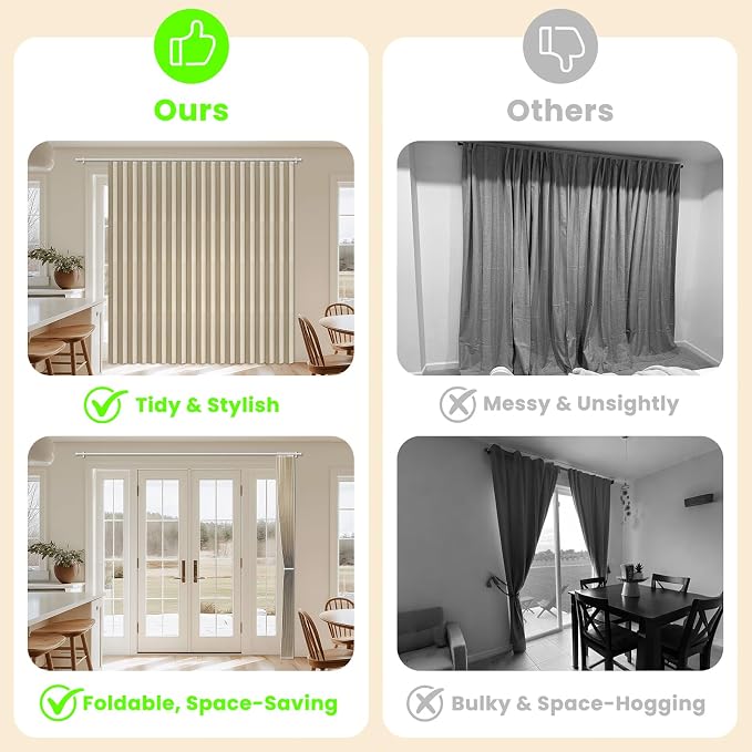 AJAZZ Blackout Accordion Door Curtain 98"x84" Cream Yellow - Image 2