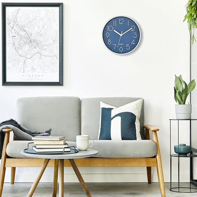 Foxtop 10 Inch Wall Clock Silent Non-Ticking Battery Operated Quartz Round - Image 3