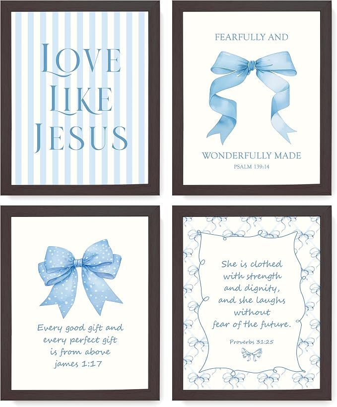 LARTSFRO Coquette Blue Bow Jesus Wall Art Decor Posters, Light Blue Bow Room by Unknown