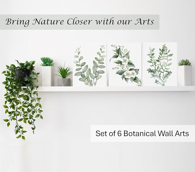 Induslyfe Framed Eucalyptus Sage Green Botanical Plant Wall Art Canvas Decor - Image 4
