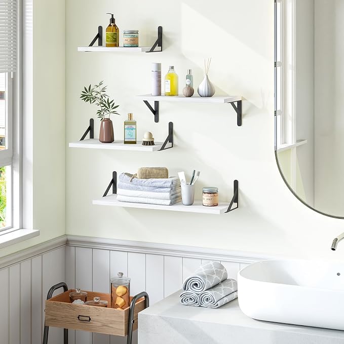 YGEOMER White Floating Shelves for Wall, Different Sizes Rustic Wall Shelves - Image 7