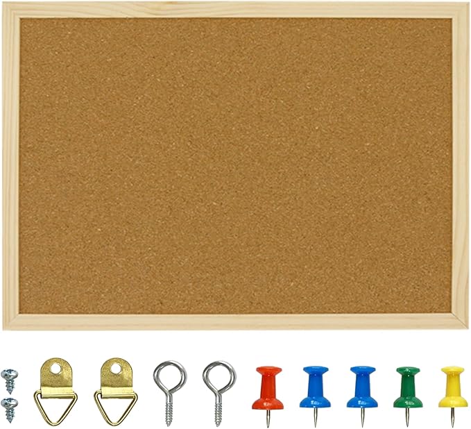 OWLKELA 17.7 X 13.3 Inch Cork Board Bulletin Board, Wall-Mounted Presentation by OWLKELA