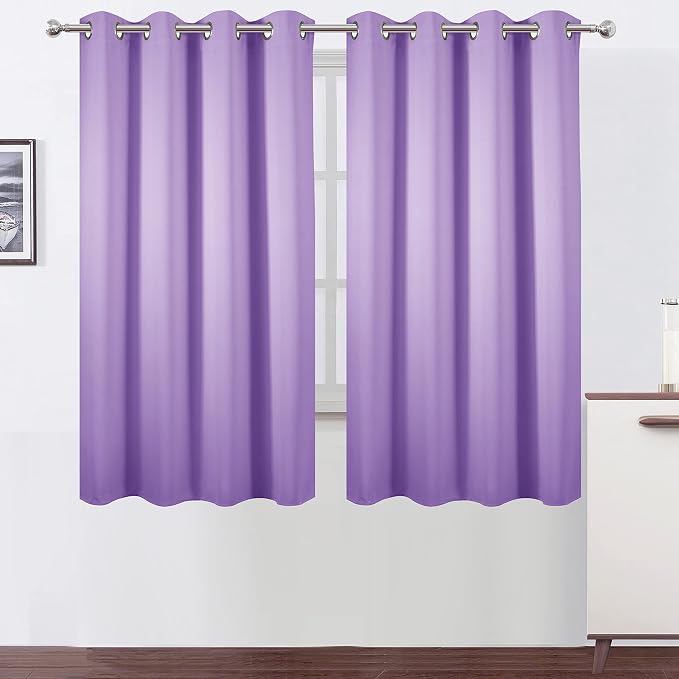 LEMOMO Lavender Blackout Curtains 66 x 63 Inch Length/Set of 2 Curtain by Lemomo