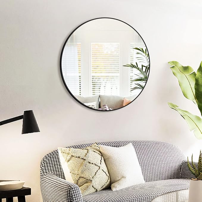 HARRITPURE Round Mirror 23.6" Black Wall Mounted Circle Mirror - Image 9