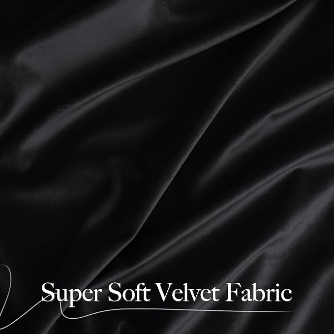 NICETOWN Black Velvet Blackout Curtains, Solid Heavy Matt Rod Pocket - Image 3
