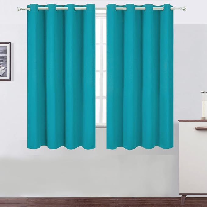LEMOMO Teal Blackout Curtains 66 x 63 Inch Length/Set of 2 Curtain by Lemomo